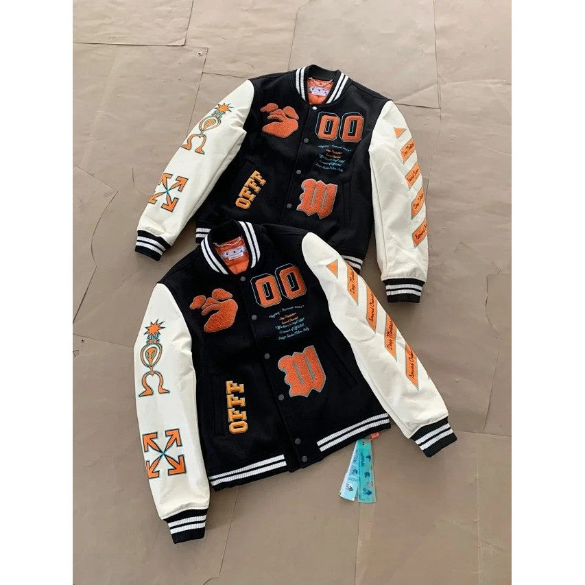 Off-White Black & White Deep Meditation Varsity Alien Jacket