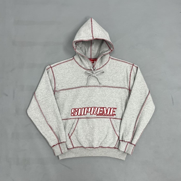 Supreme Coverstitch Hooded Sweatshirt / Hoodie - Grey Red