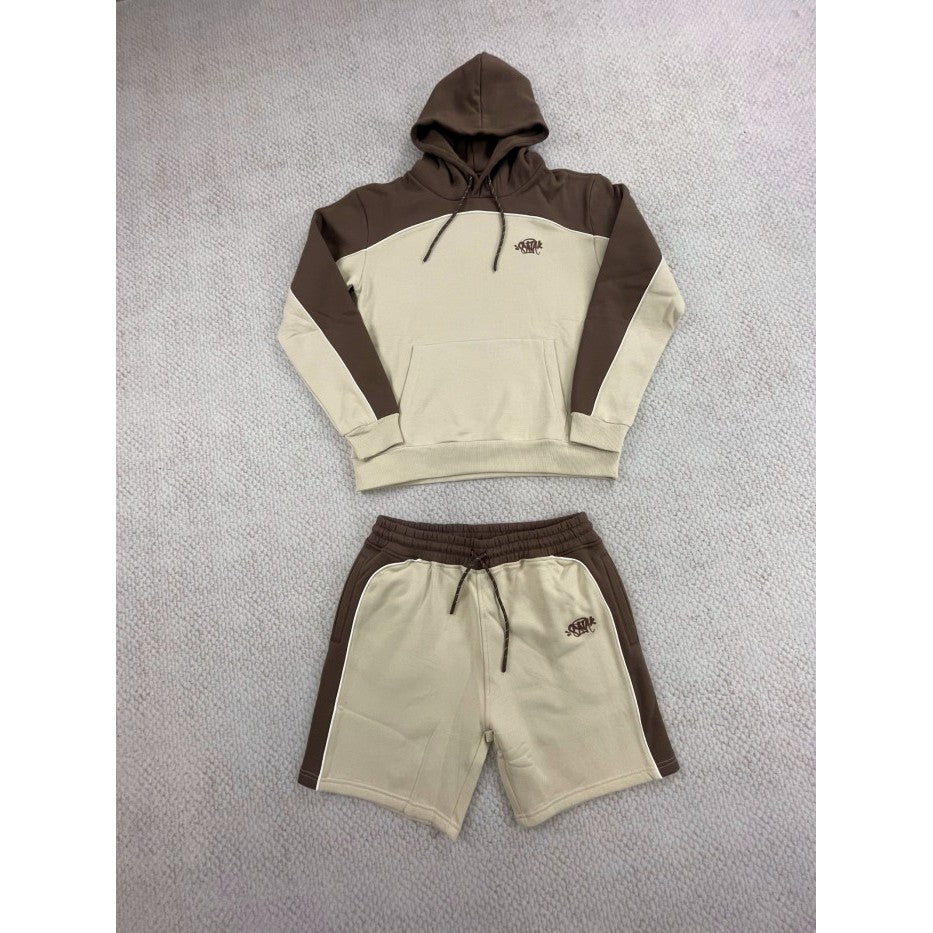 Syna World Pipe Hoodie and Short Set - Beige/Brown