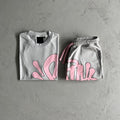 Syna World Syna Logo T-shirt & Short Set/ Suit - Grey/Pink