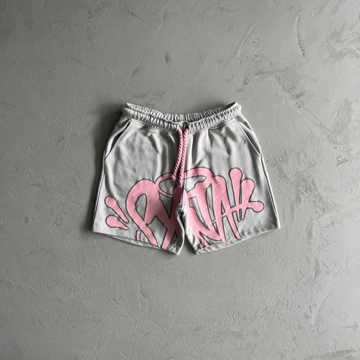 Syna World Syna Logo T-shirt & Short Set/ Suit - Grey/Pink