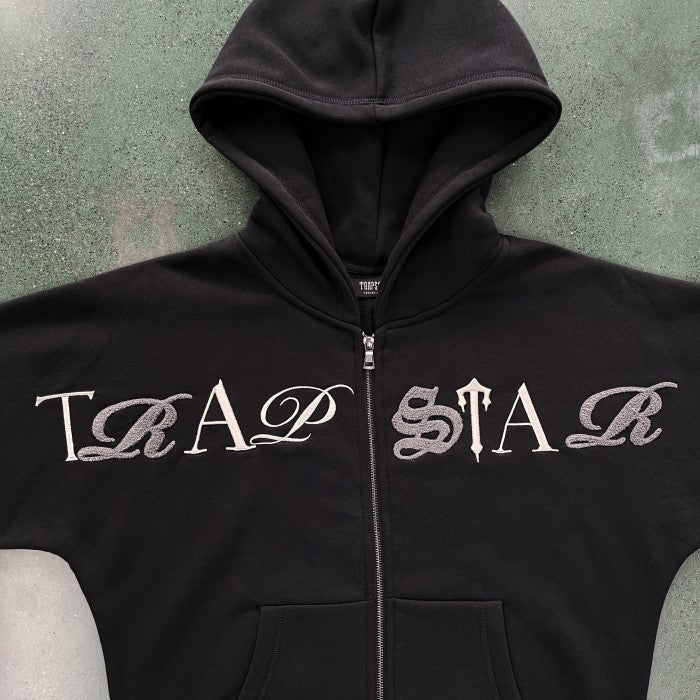 Trapstar Script Zip Through Hoodie Tracksuit - Black/Washed