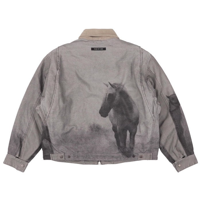 FOG Horse Print Canvas Work Jacket - Horse Print/Grey - Sixth Collection