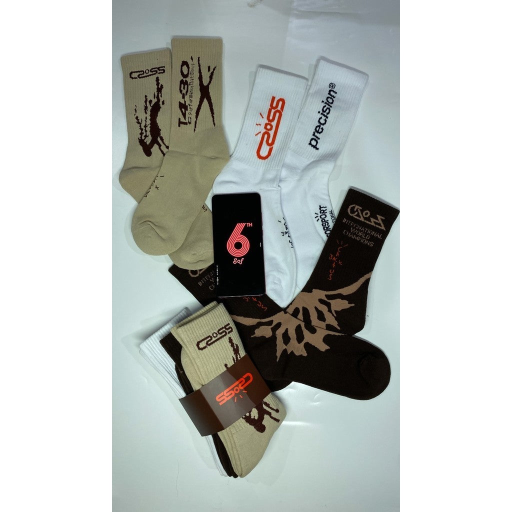Kaos Kaki Travis Scott Cactus Jack Crossover Socks Pack (3 Pairs/ Pack)