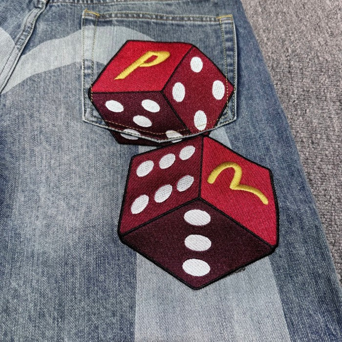 Palace x Evisu Dice Daicock Print Regular Fit Denim Short - Light Wash