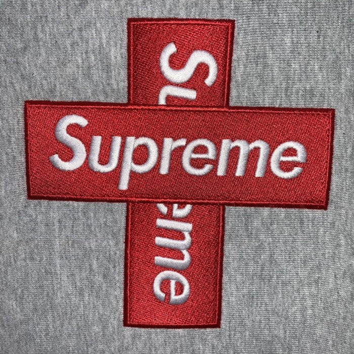 Supreme Cross Box Logo Hoodie Sweatshirt - Heather Grey