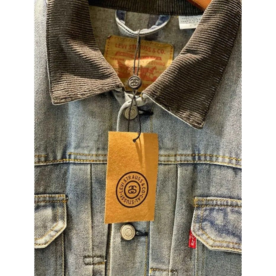 Stussy x Levi's Embossed Praglad Trucker Jacket - Rugged-Blue