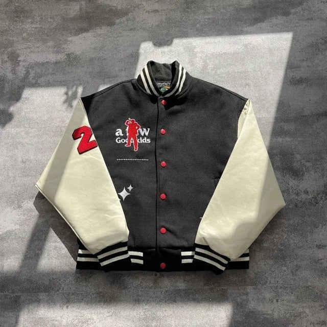 A Few Good Kids CEO Logo Baseball Varsity Black Jacket