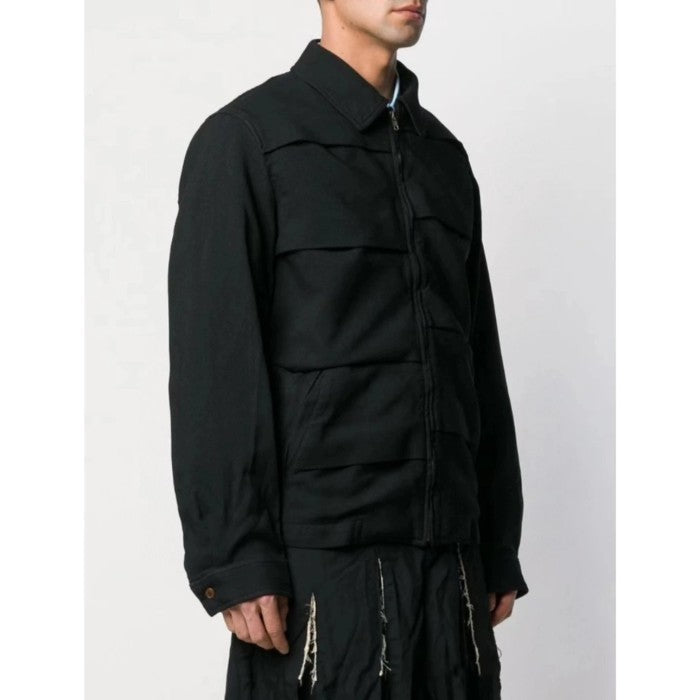 CDGS Homme Plus Garment Treated Layered Zip Jacket Black