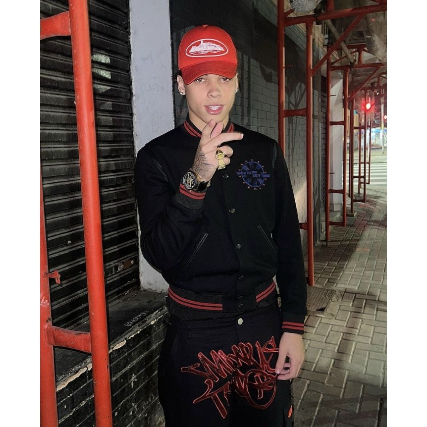 Minus Two Black Graff Cargos - Red Sequin Logo