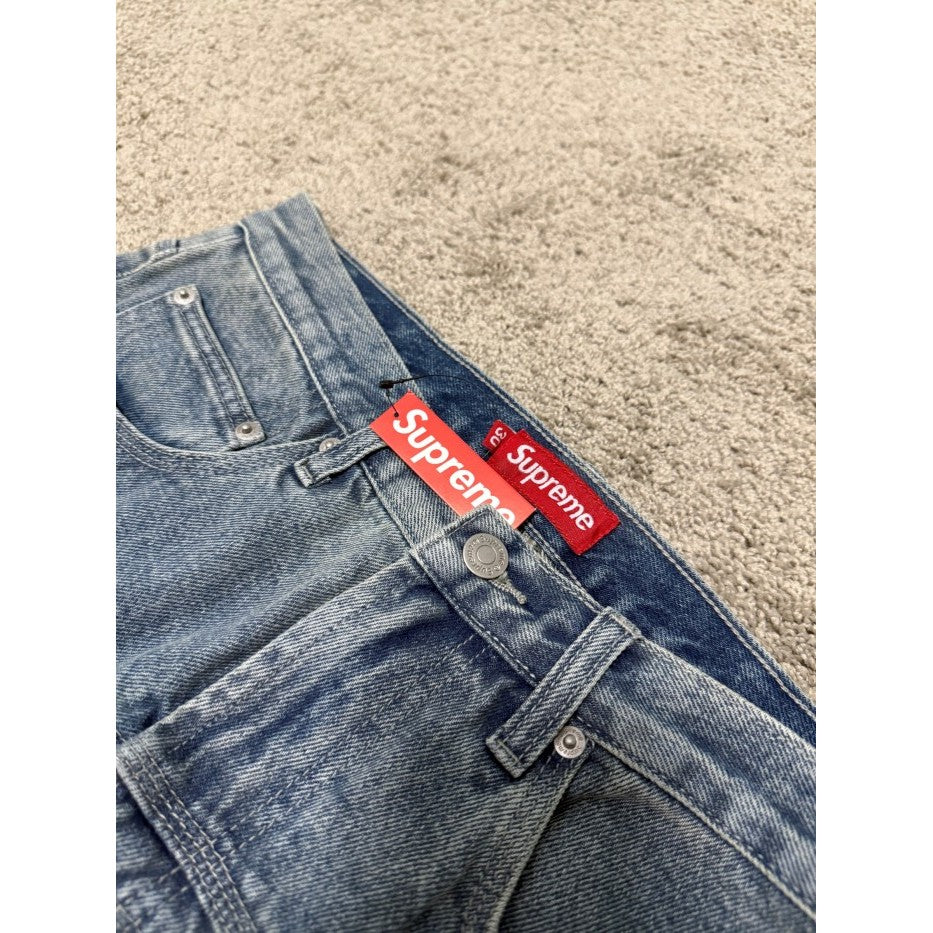 Supreme S Logo Loose Fit Jeans - Washed Blue