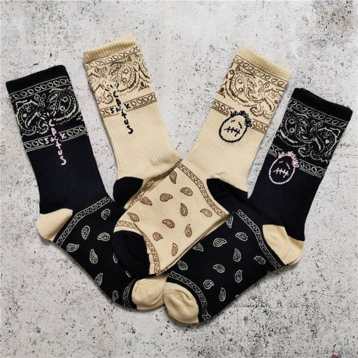 Kaos Kaki Travis Scott CACTUS JACK Nike SB Dunk Bandana Pattern Socks