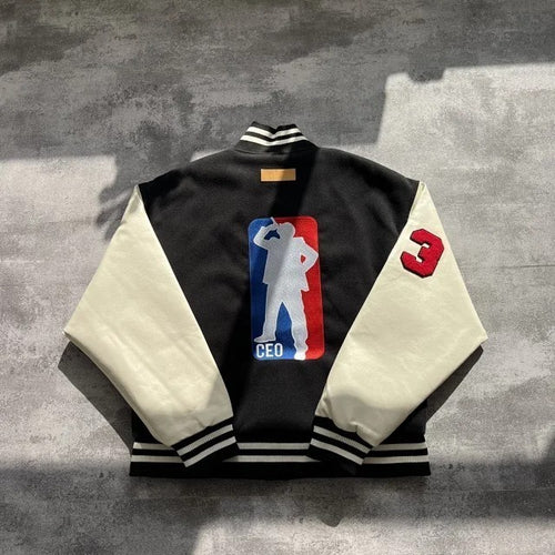 A Few Good Kids CEO Logo Baseball Varsity Black Jacket