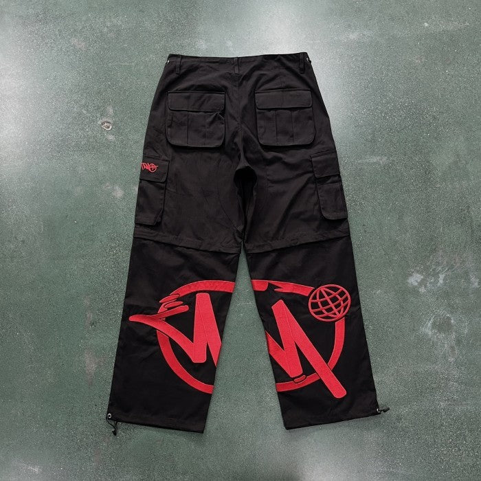 Minus Two Black Detachable Cargo Pants - Red Logo