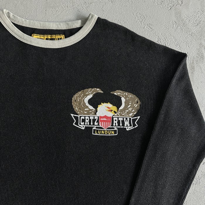 Corteiz Dipset Eagle Waffle Long Sleeve Tee - Washed Black