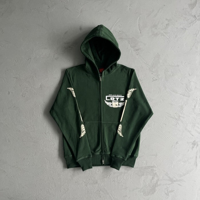 Corteiz Gasolina Double Zip Hoodie & Pants Set - Army Green