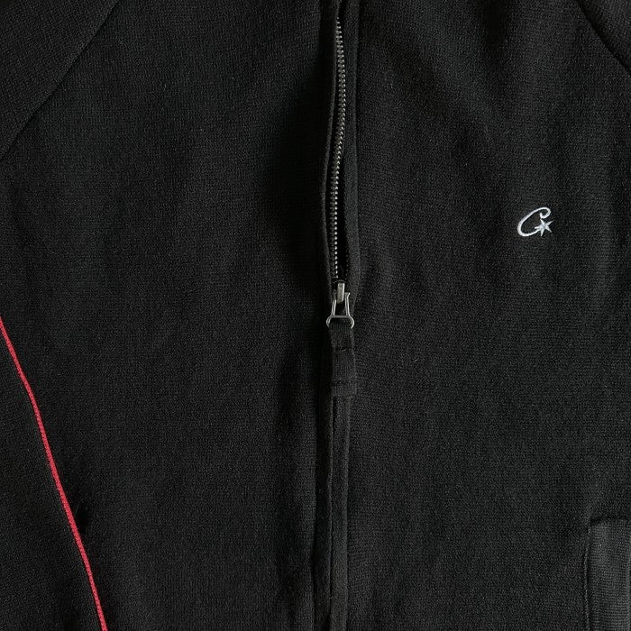 Corteiz Knit Zip Up Fleece Jacket - Black/Red/Blue