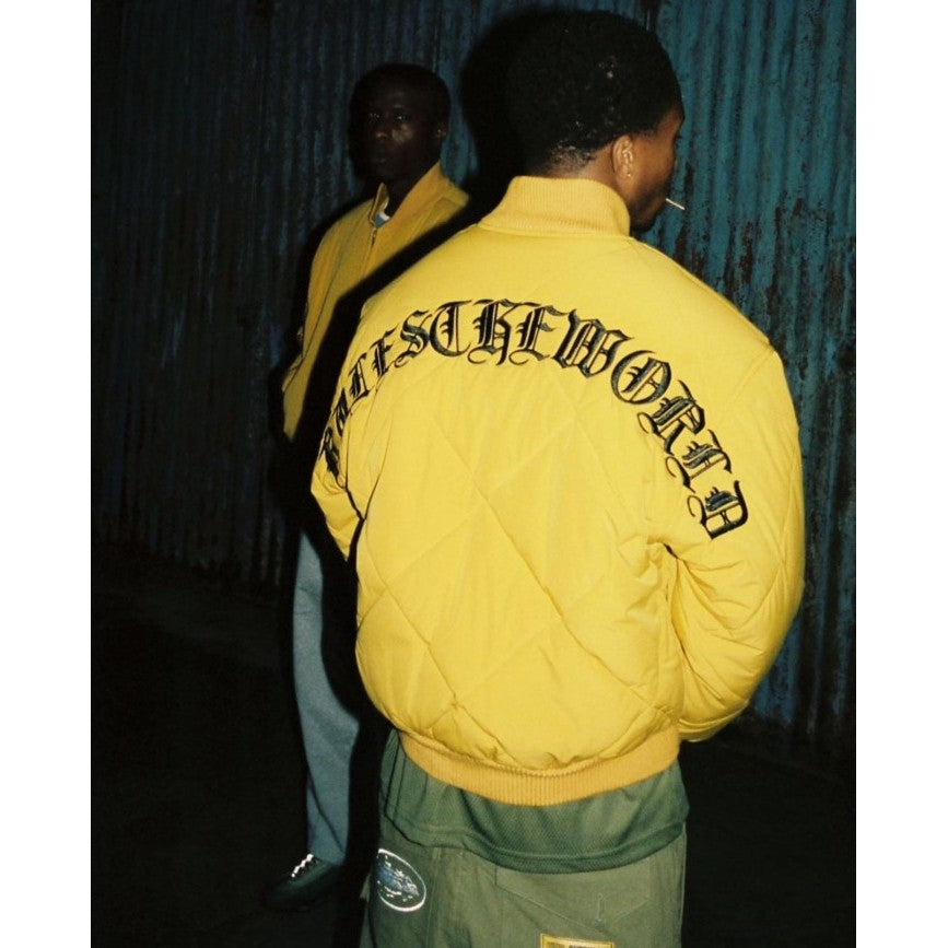 Corteiz Olde English Quilted Bomber Jacket - Yellow