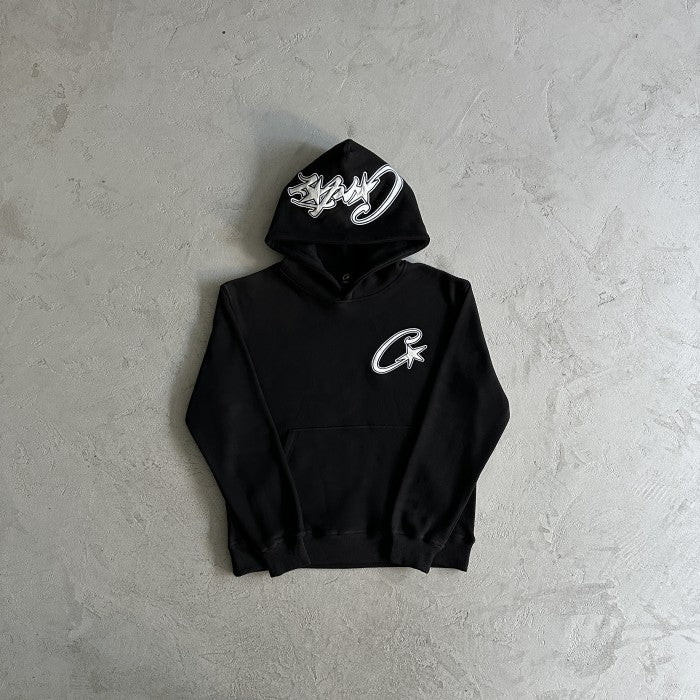 Corteiz Satin C Star Appliqué Hoodie - Black