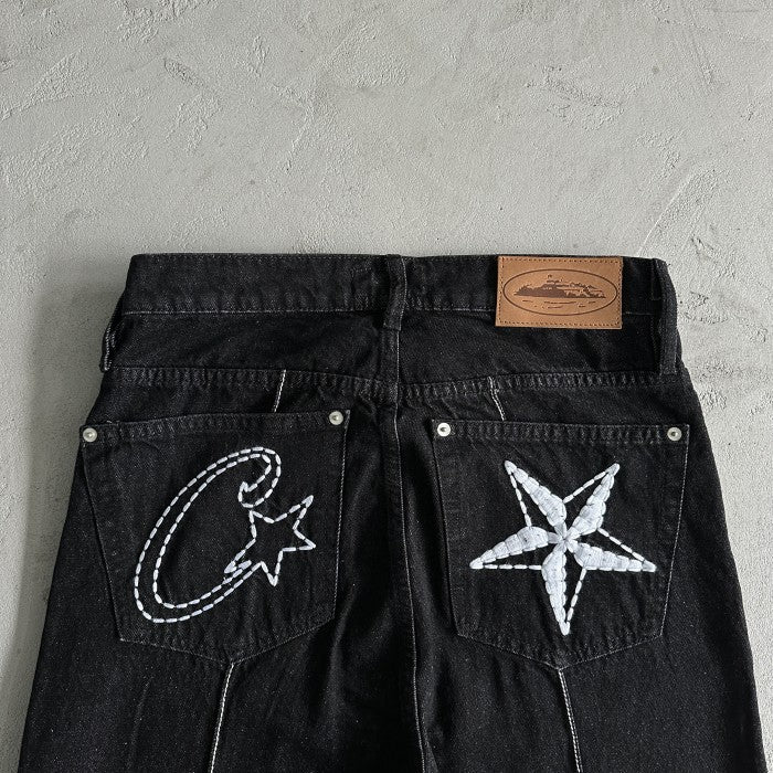 Corteiz C-Star Stitch-Down Jeans - Black