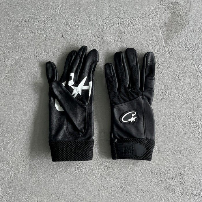 Corteiz Leather Gloves Black - SS23 - Green, S/M