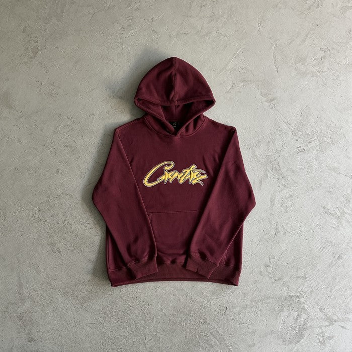 Corteiz Satin Applique Allstarz Hoodie & Pants Set/Suit - Maroon