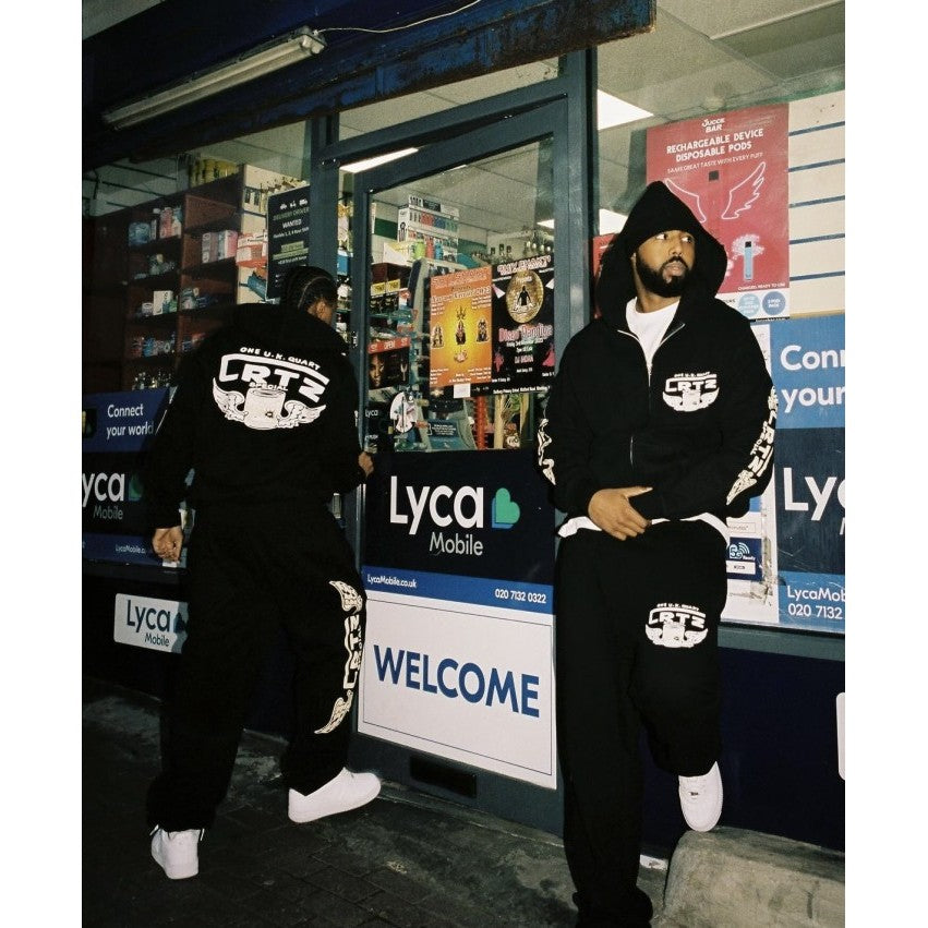 Corteiz Gasolina Double Zip Hoodie & Pants Set - Black