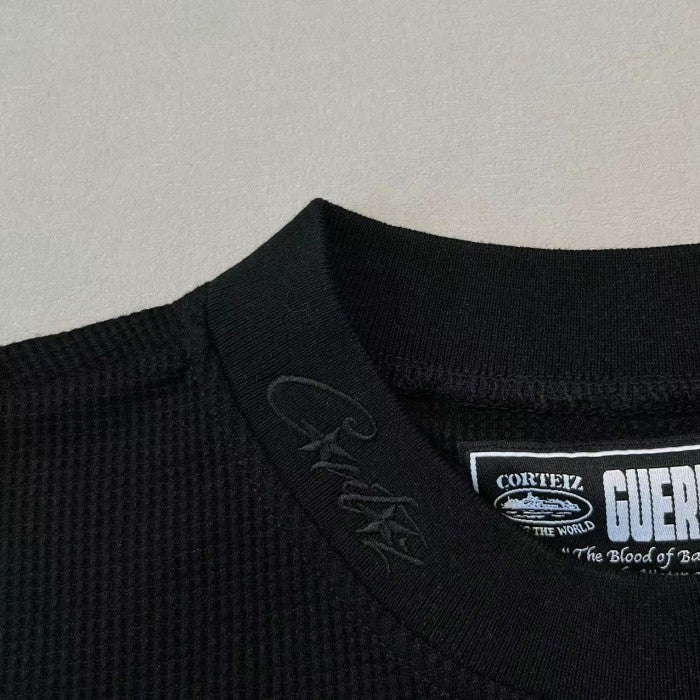 Corteiz Alcatraz Waffle Longsleeve - Triple Black
