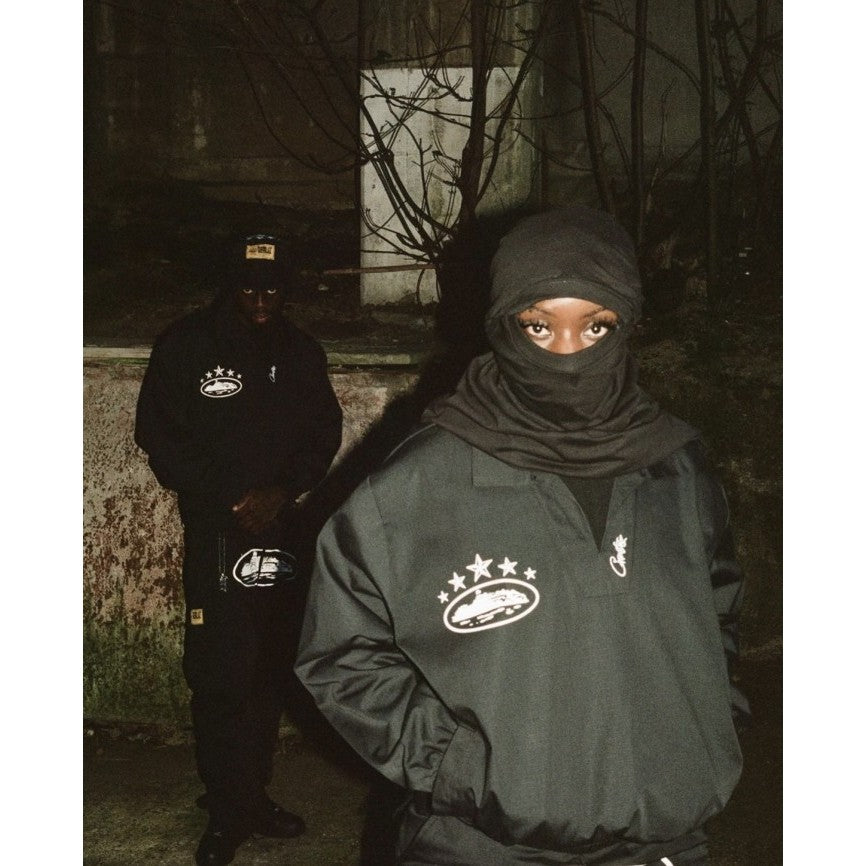 Corteiz Guerillaz 5 Starz Special Edition Drilltop Jacket - 5th Anniversary Black