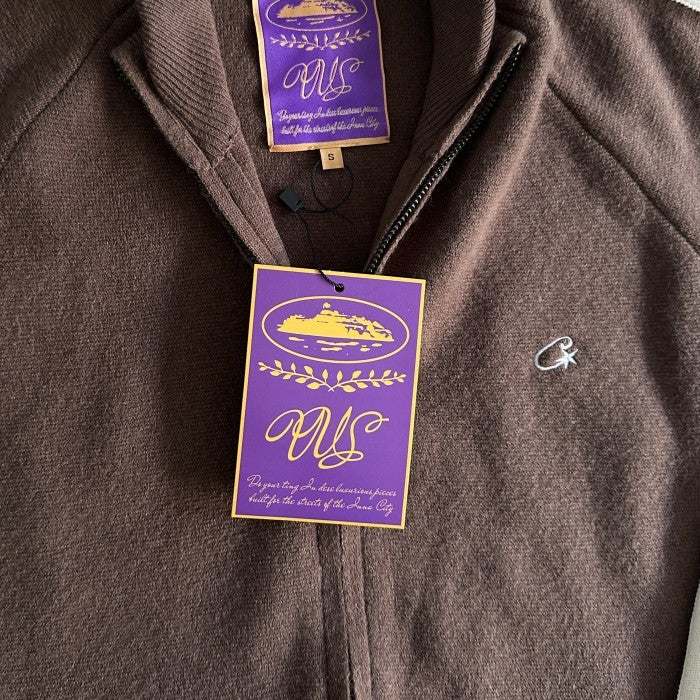 Corteiz Knit Zip Up Fleece Jacket - Mocha