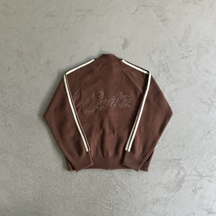 Corteiz Knit Zip Up Fleece Jacket - Mocha