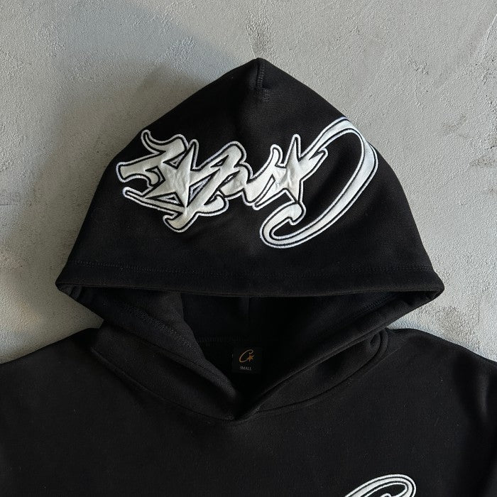 Corteiz Satin C Star Appliqué Hoodie - Black
