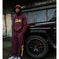 Corteiz Satin Applique Allstarz Hoodie & Pants Set/Suit - Maroon