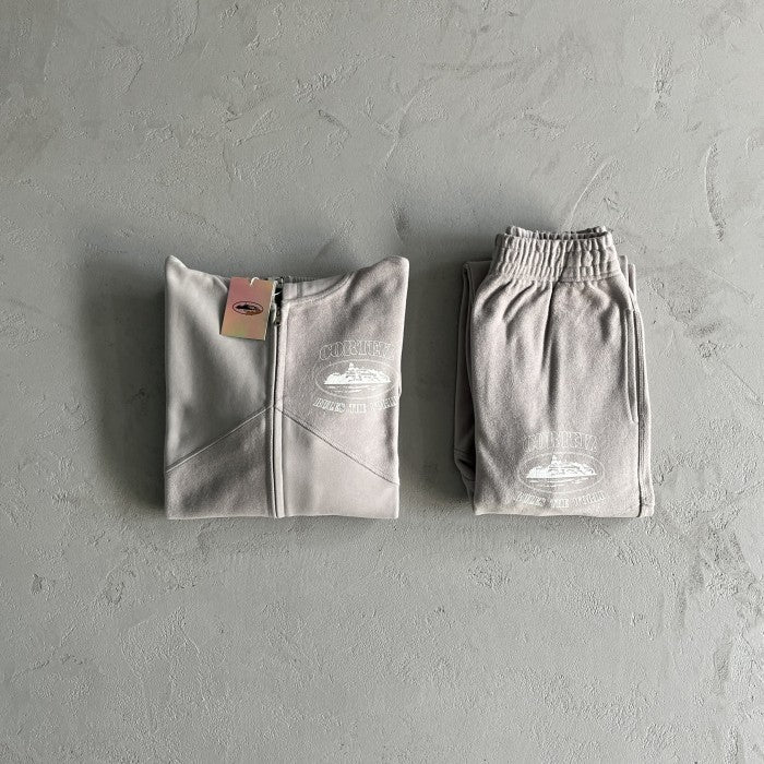 Corteiz Superior V2 Zip-Up Hoodie & Pants Suit / Set - Stone Grey - set