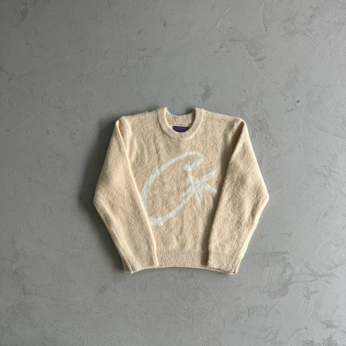 Corteiz C Star Mohair Knit Sweater - Cream