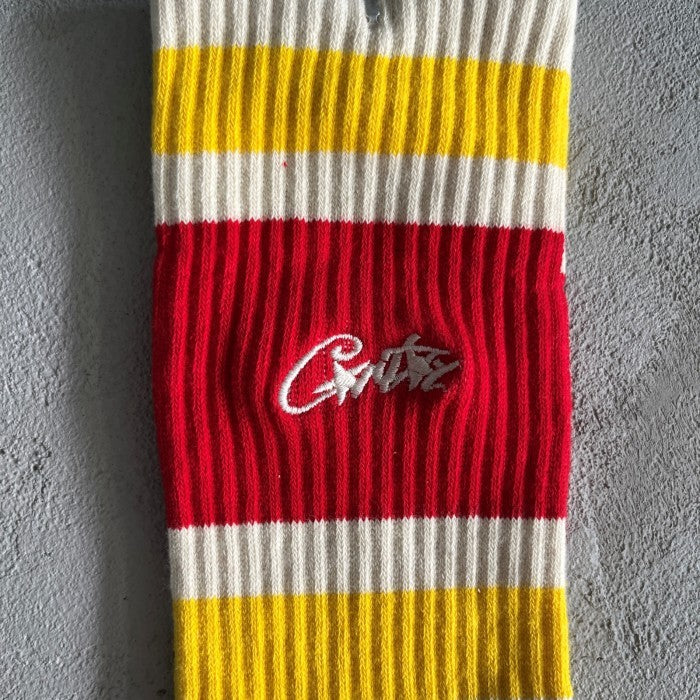 Corteiz Retro Socks 'White/Red/Yellow'