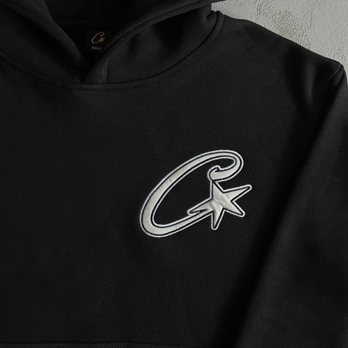 Corteiz Satin C Star Appliqué Hoodie - Black