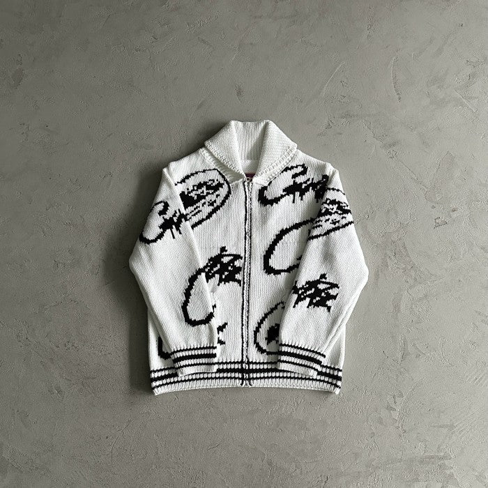 Corteiz VVS Jacquard Heavy Knit Zip - White