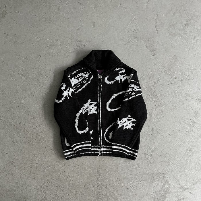 Corteiz VVS Jacquard Heavy Knit Zip - Black - SS24