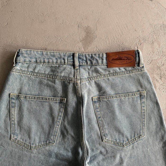 Corteiz Alcatraz Baggy Denim Shorts 'Stonewash'
