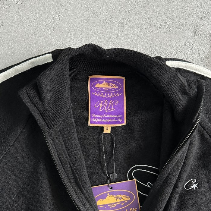 Corteiz Knit Zip Up Fleece Jacket - Black