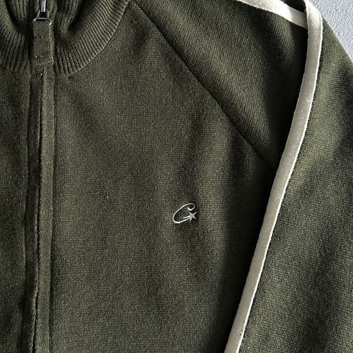 Corteiz Knit Zip Up Fleece Jacket - Olive
