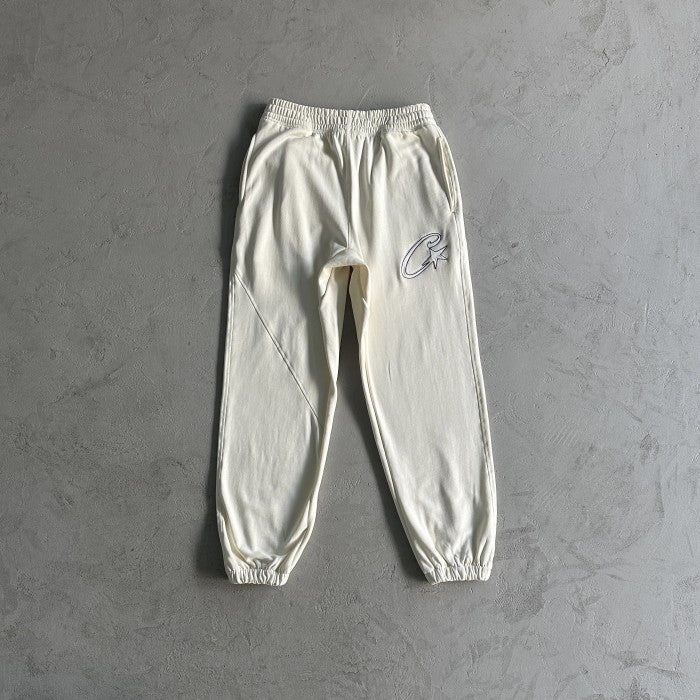 Corteiz Satin C Star Appliqué Sweatpants - White