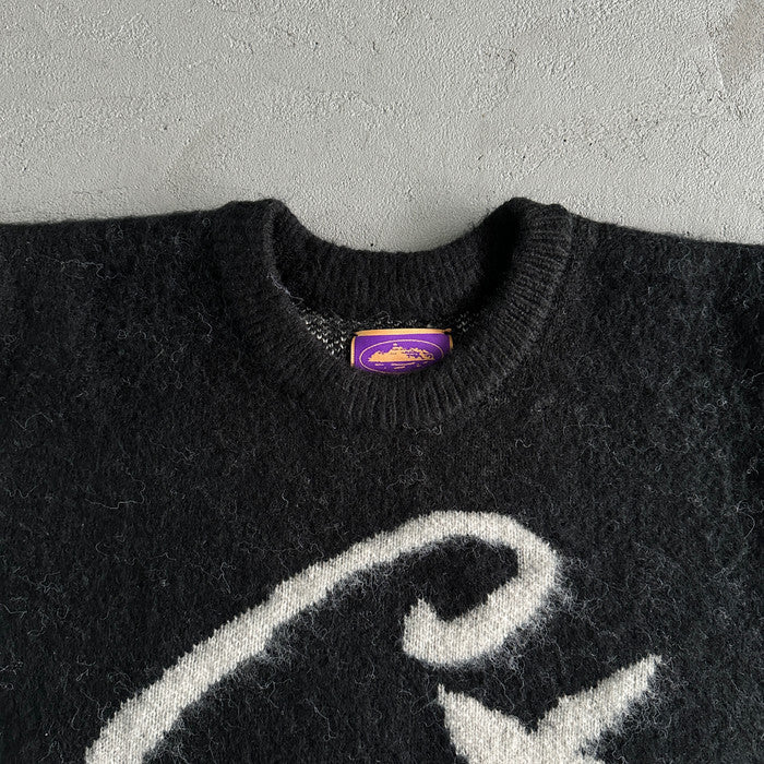 Corteiz C Star Mohair Knit Sweater - Black