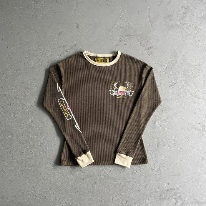 Corteiz Dipset Eagle Waffle Long Sleeve Tee - Washed Brown