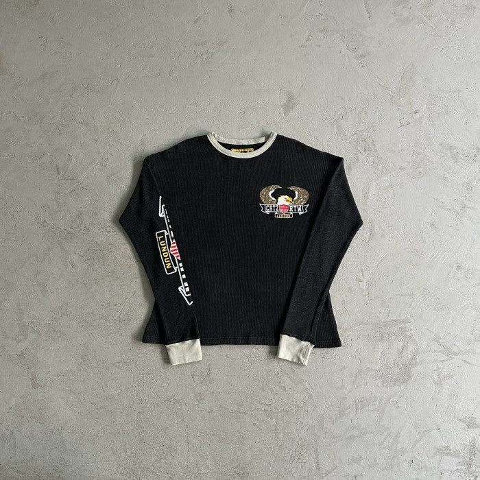 Corteiz Dipset Eagle Waffle Long Sleeve Tee - Washed Black