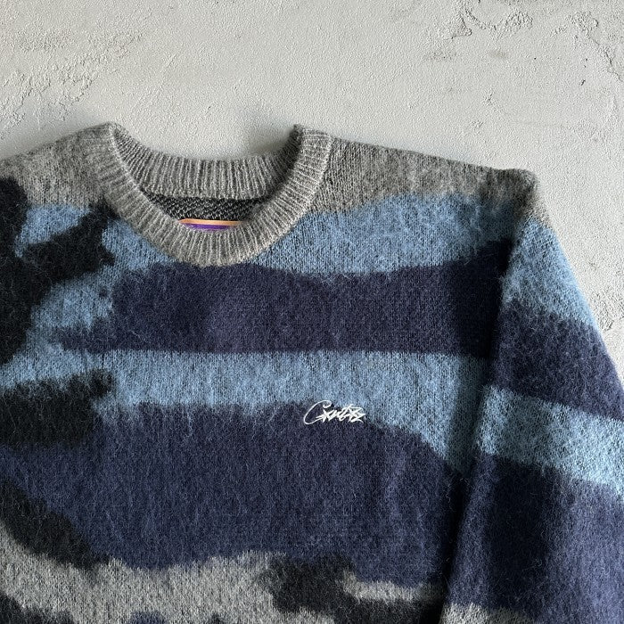 Corteiz Mohair Knit Sweater - Ocean Camo
