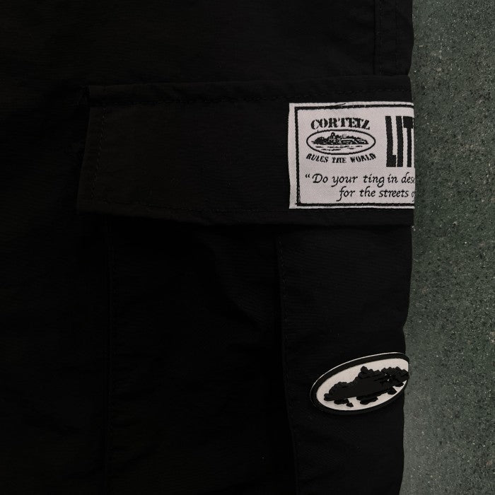 Corteiz Nylon Cargo Shorts - Black