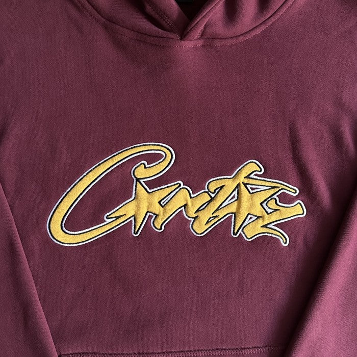 Corteiz Satin Applique Allstarz Hoodie & Pants Set/Suit - Maroon