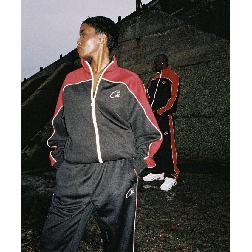 Corteiz Shotta Tracksuit - Jacket Pants Set - Black Red